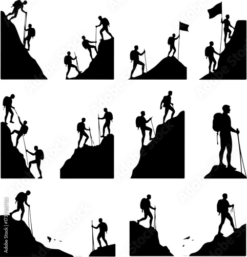 Mountain Climbing Silhouettes: Achievement, Challenge & Adventure