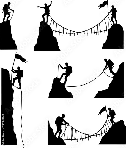 Mountain Climbing Silhouettes: Achievement, Challenge & Adventure