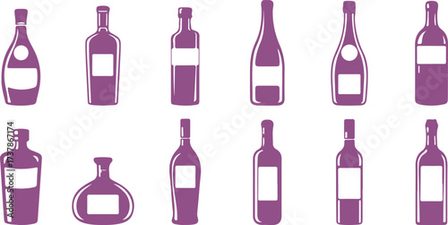 wine bottle silhouette, alcohol glass vector, black bottle clipart, bar drink design, elegant wine outline, vineyard bottle art, liquor illustration svg, minimal drink artwork, celebration drink graph