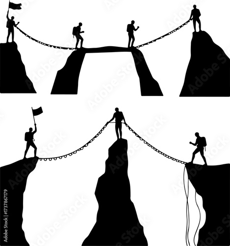 Mountain Climbing Silhouettes: Achievement, Challenge & Adventure