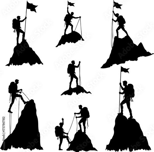 Mountain Climbing Silhouettes: Achievement, Challenge & Adventure
