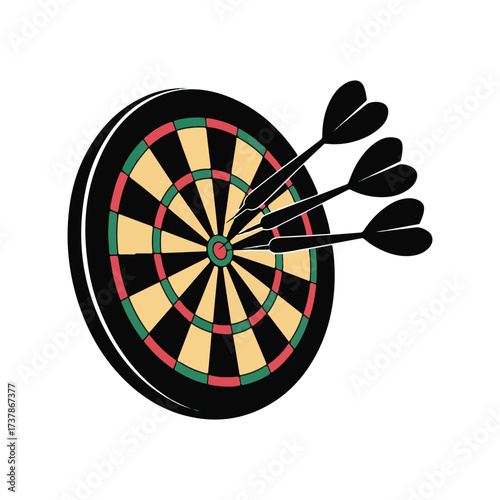 Dynamic Dartboard Hitting Bullseye Vector Illustration Set