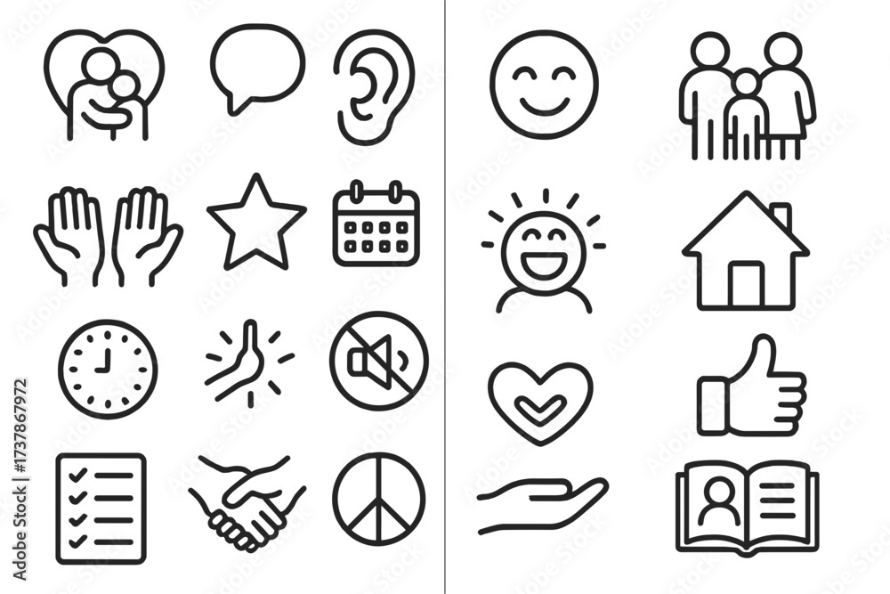 Fototapeta premium Parenting and Family Education Icons Set – Line Style