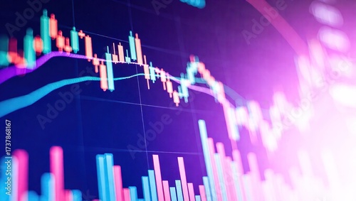 Stock Market Candlestick Chart Displaying Financial Data and Trends.