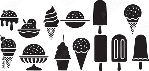 ice cream silhouette, fast food vector, burger dessert clipart, black snack design, junk food artwork, street food svg, cafe sweet graphic, delicious ice cream art, food silhouette icon, yummy snack i