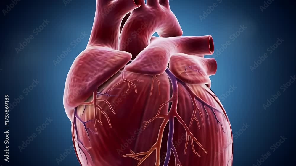 Realistic 3D Human Heart Anatomy Close-up | Detailed Coronary Artery ...