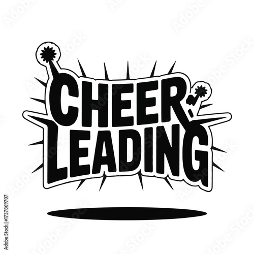Cheerleading Typographic Sticker Vector Set