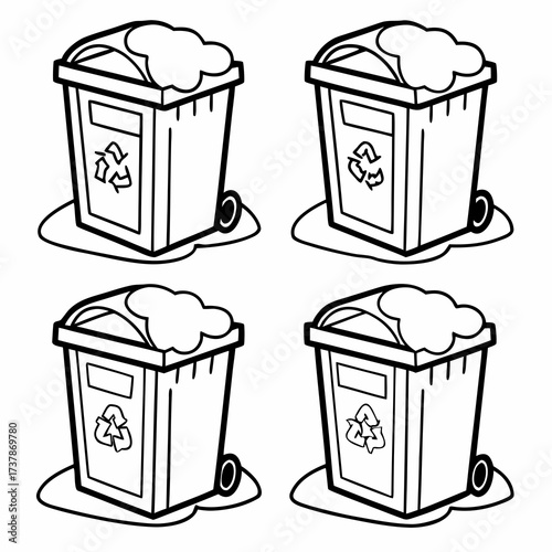 vector illustration of trash bins in winter
