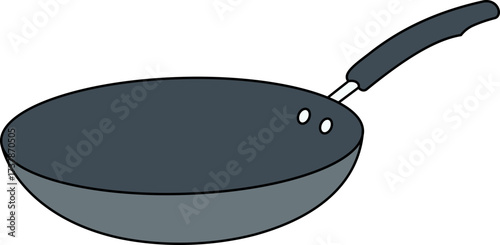 Stylized illustration of a non-stick frying pan on a black background