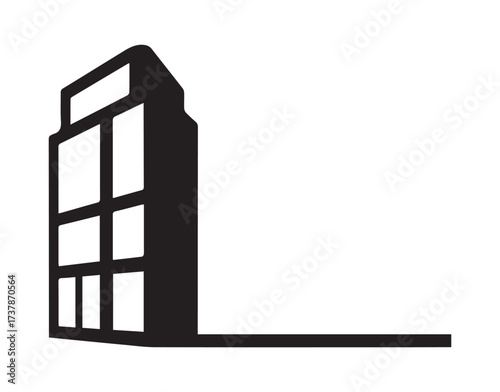Detailed Silhouette of a Tall Skyscraper with Chevron Windows