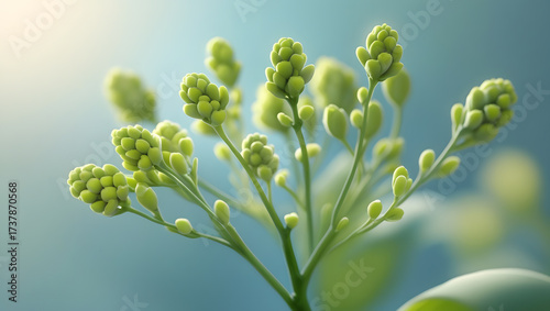 Delicate Green Stem with Clusters - A Close-Up Nature Shot