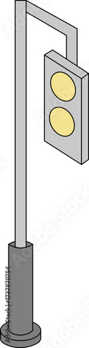 Two illuminated light signals on a post, graphic resource illustration