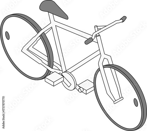 Stylized white bicycle illustration on a black backdrop with simple lines and shapes
