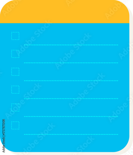 Simple flat design to-do list vector icon with yellow header and blue body for creative use