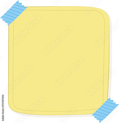 Charming yellow memo note with blue masking tape for creative reminders