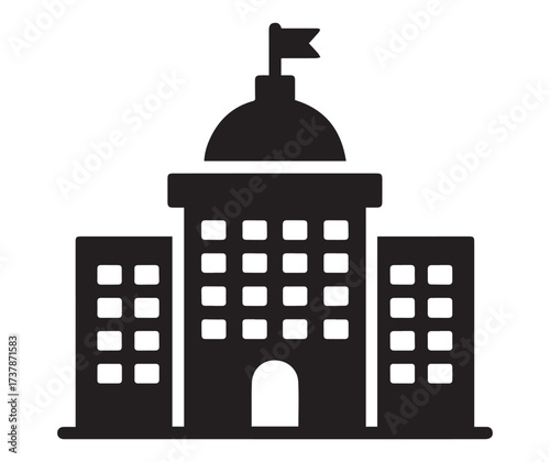 Government Building Silhouette with Dome Icon institution