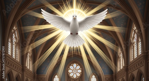 Holy Spirit Dove Descending in Church.