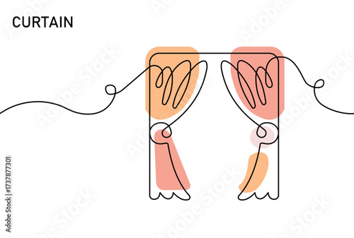 Two-tone curtain panels with tie-back loops in warm orange and pink hues, perfect for brightening a living room or bedroom. Soft fabric, stylish window treatment that adds cozy ambience and privacy.