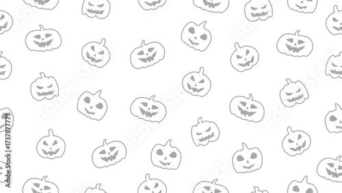 Halloween pattern. Hand drawn spooky pumpkin jack o lantern seamless pattern