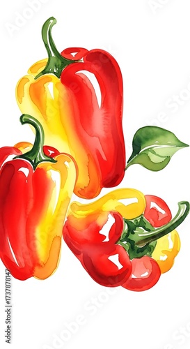 Vibrant Red and Yellow Peppers Close Up.