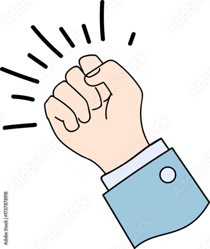 Stylized cartoon hand illustration with a clenched fist against a black background