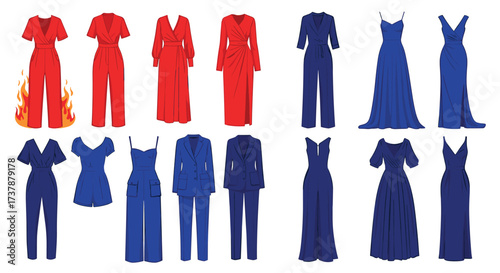 Fashionable jumpsuits and elegant dresses for a stylish wardrobe.