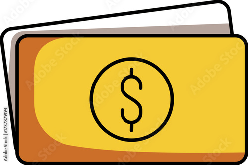 Wallet illustration with a dollar sign representing money and financial themes