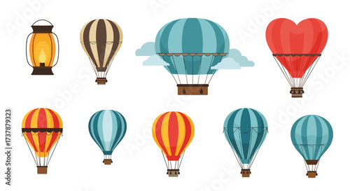 Hot air balloons and a lantern from a vintage adventure.