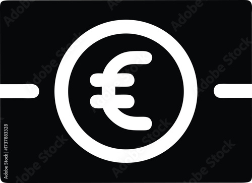 Simple Euro Money Voucher Icon Design in Black and White