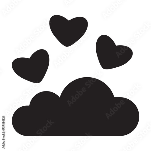 Love cloud icon with floating hearts, symbol of romance, dreams, and positive emotions.