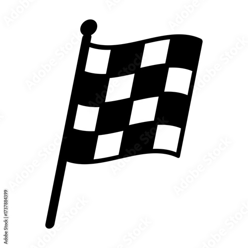 Checkered racing flag icon, symbol of winning, speed, and final stage of the race.