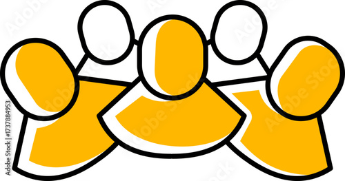 Stylized bowling pins arranged in formation, outlined in white and black
