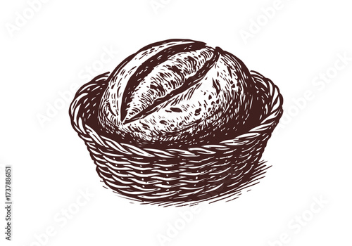 Sourdough bread hand drawn sketch vector illustration