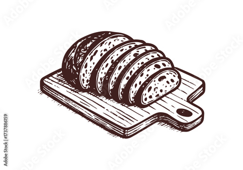 Sourdough bread hand drawn sketch vector illustration