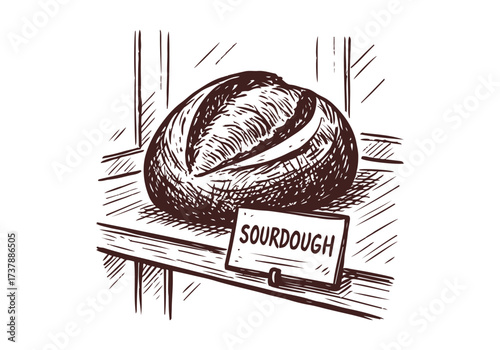 Sourdough bread hand drawn sketch vector illustration