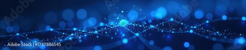 Abstract glowing blue network, digital data connections, network, technology