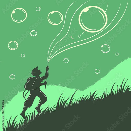 Cinematic Floating Particle Energy Field with Glowing Orbs on Green Screen, 4K Loopable Vector Illustration

