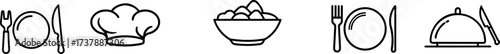 Outline Icon Set for Restaurant, Chef, Food, and Fine Dining