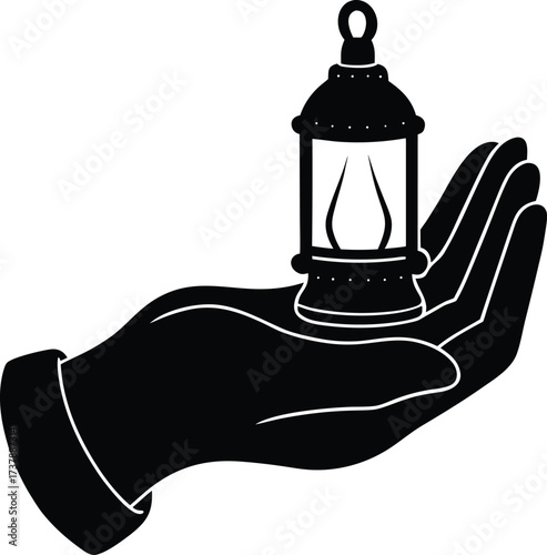 Open palm gently holding a glowing lamp symbolizing hope and guidance