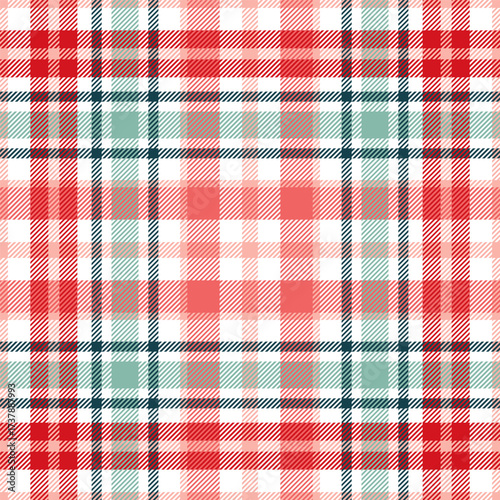 Plaid seamless pattern. Repeating checker fabric for design prints plaids. Repeated check ekose. Checks square line. Vichi cloth. Tartan repeat textile. Scottish madras flannel. Vector illustration