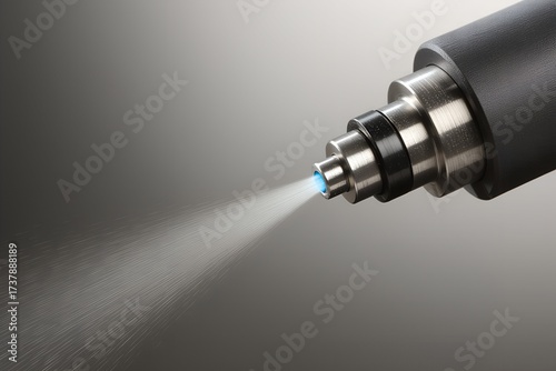 Precision fuel injector spraying fine mist macro mechanical shot dynamic industrial look