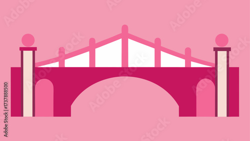 Illustration of a pink bridge structure