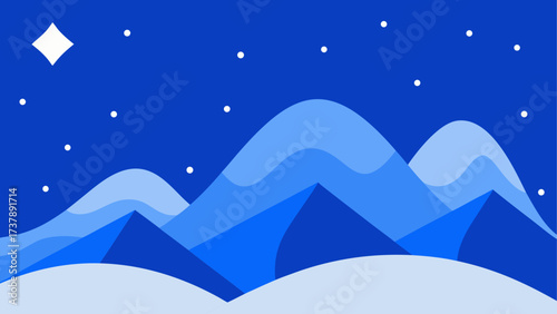 Illustration of mountains and night sky