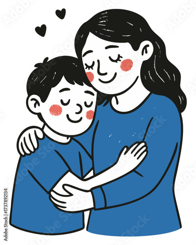 Mother Hugging Child Vector Illustration – Family Love, Safety and Emotional Support
