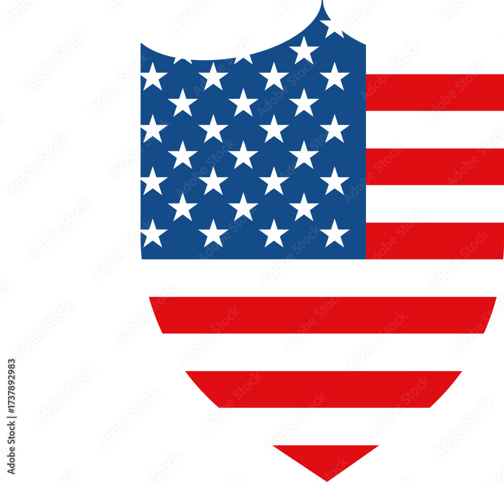 Fototapeta premium Curved top USA flag shield emblem
