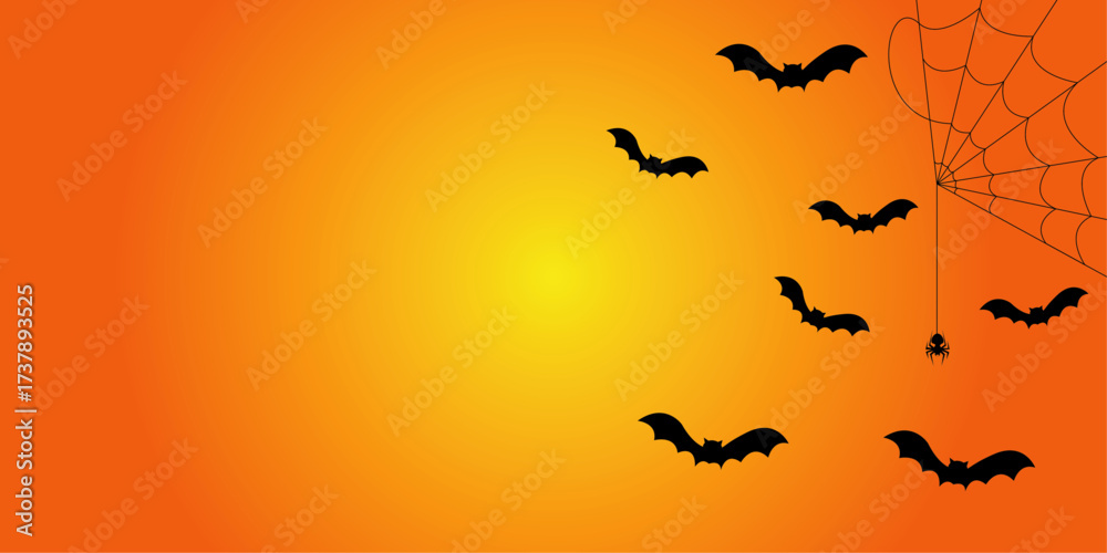 Fototapeta premium Halloween scary background with bats flying vector illustration.