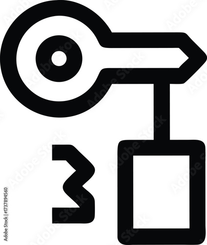 Simple Black and White Key Chain Icon Graphic