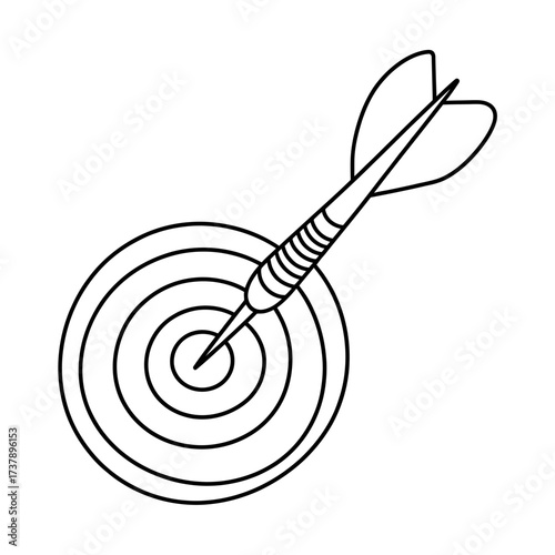 Dart Hitting Bullseye on Dartboard Illustration Showing Goal Achievement and Success in Targeting Objectives and Strategic Planning in Business
