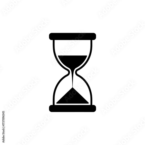 Hourglass symbol representing time passing deadline approaching countdown timer and time management business concept on white background