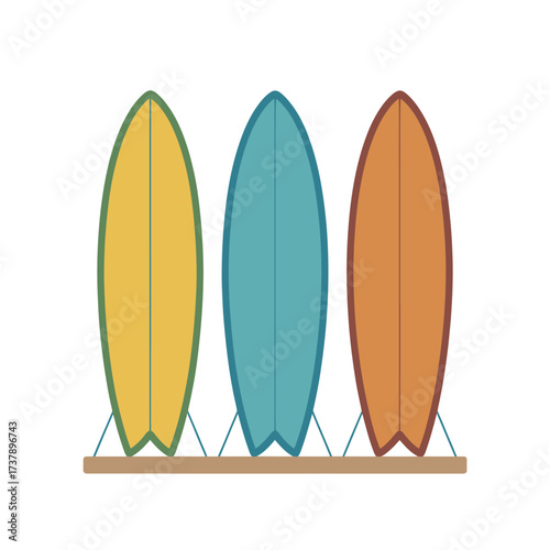 Vibrant Surfboards on Display Colorful Beach Lifestyle and Summer Fun Minimalist Design Element for Travel and Leisure